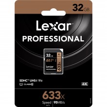 Lexar 633X Professional 32GB V10 U1 SDHCâ„¢/SDXCâ„¢ UHS-I Memory Cards (up to 95MB/s)