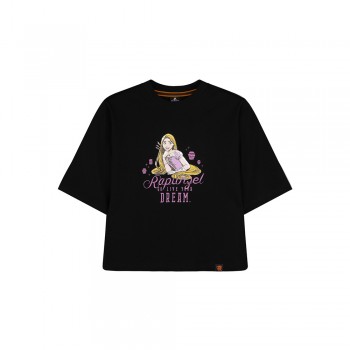 Disney Princess Series: Rapunzel Women Tee (Black, Size L)