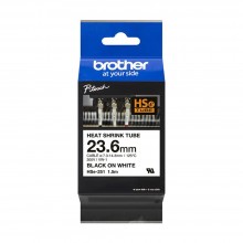 Brother HSe-251 Genuine Heat Shrink Tube, 23.6mm Black on White